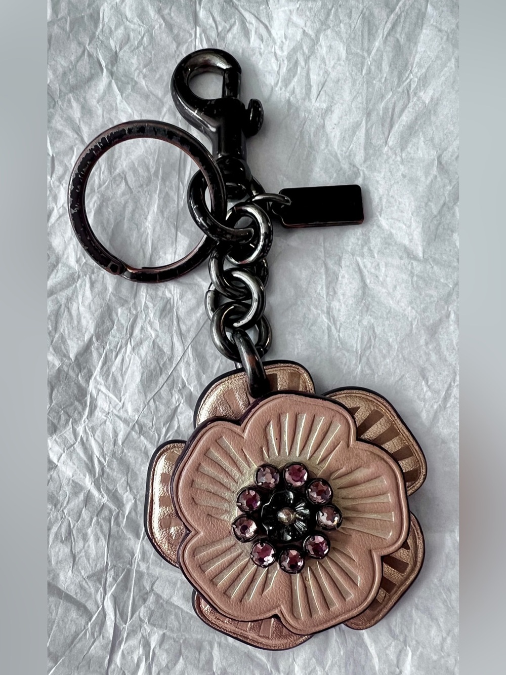 Coach Pink Large Tea Rose Bag Charm